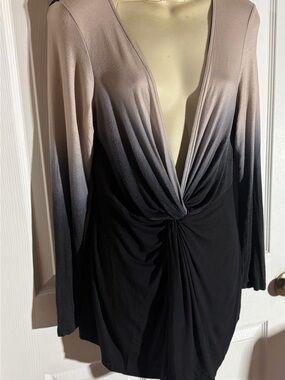 VENUS Ombre pinkish gray to Black top/dress cinched knot front waist Spandex